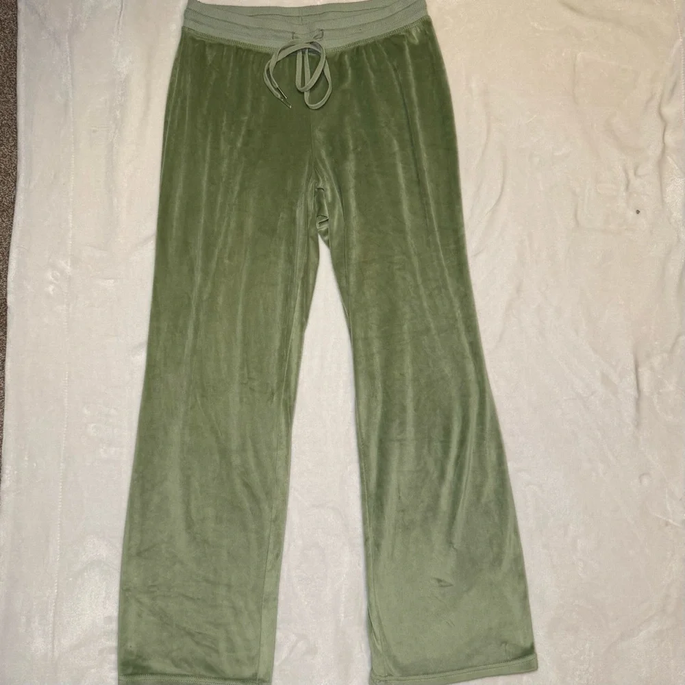 Juicy Couture Green Velour Track Pants Rhinestone‎ Logo Y2K - Picture 2 of 8
